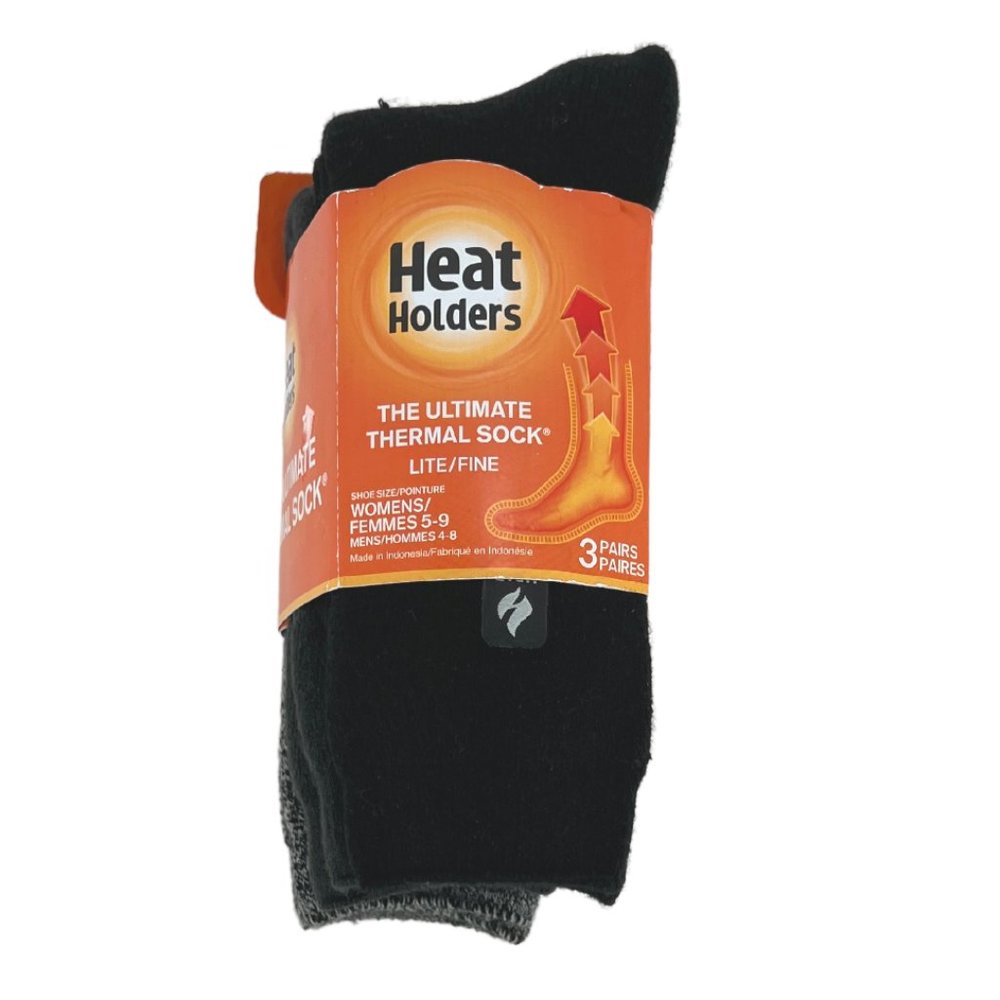 Heat Holder | Unisex Thermal Socks | 3 Pack | Black & Grey | Size 5-9